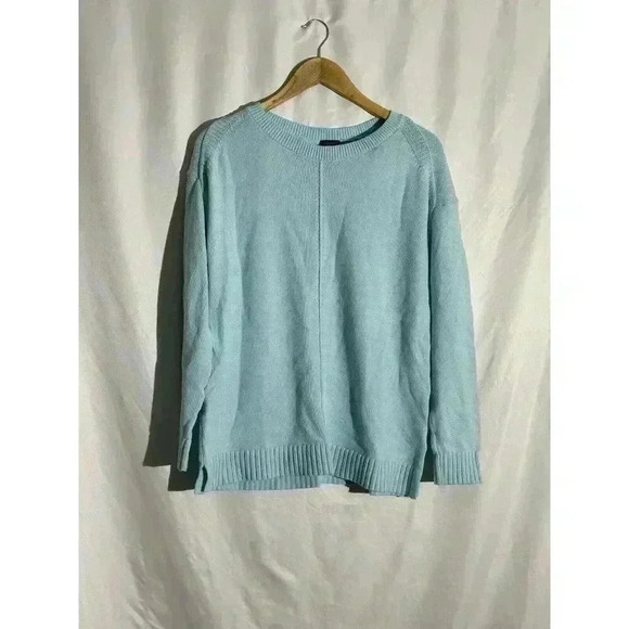 Talbots Sweater Womens Med Blue Drop Shoulder Crew Neck Soft Medium Weight Tunic - Picture 1 of 7